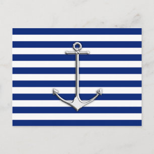 Postal Cromo como un ancla delgada en franjas náuticas