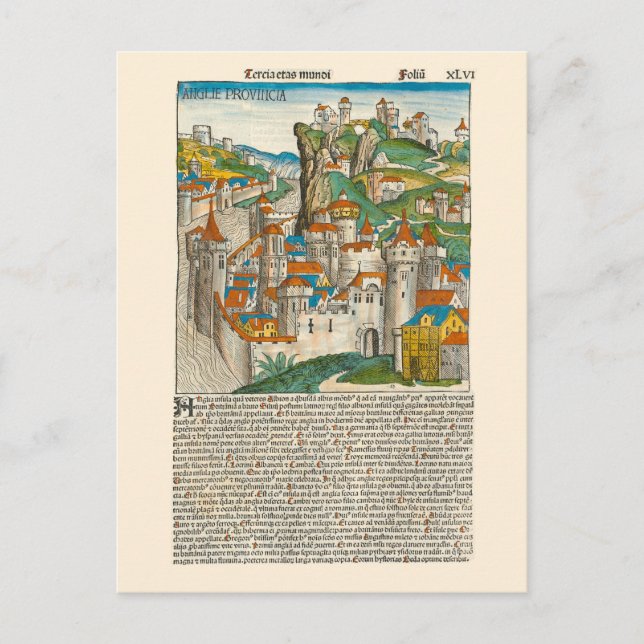 Postal Crónica de Nuremberg de Inglaterra 1493 Libro Anti (Anverso)