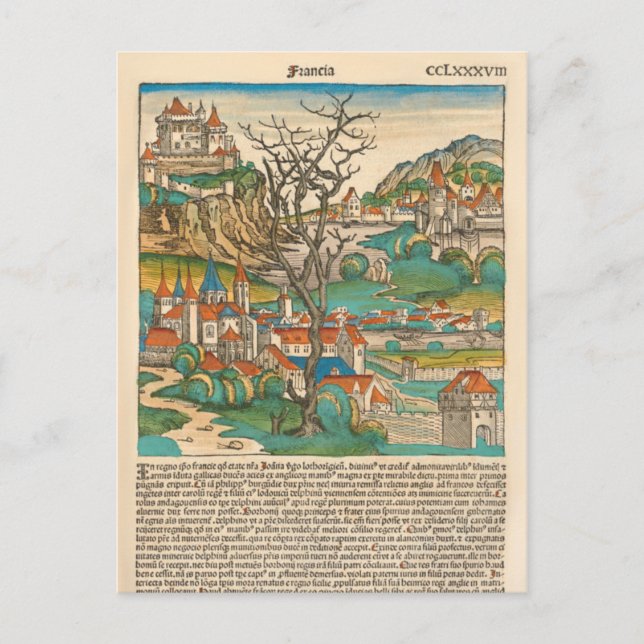 Postal Crónica francesa de Nuremberg 1493 Libro medieval  (Anverso)