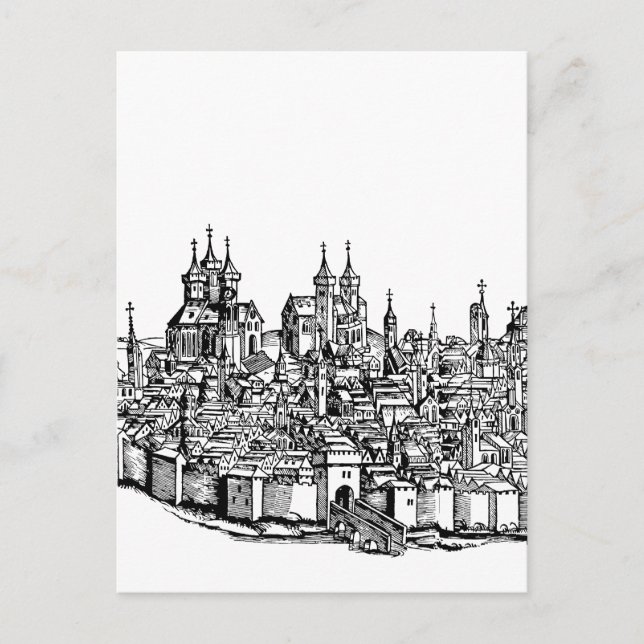 Postal Crónica Premium Medieval de Erfurt de Turingia Art (Anverso)