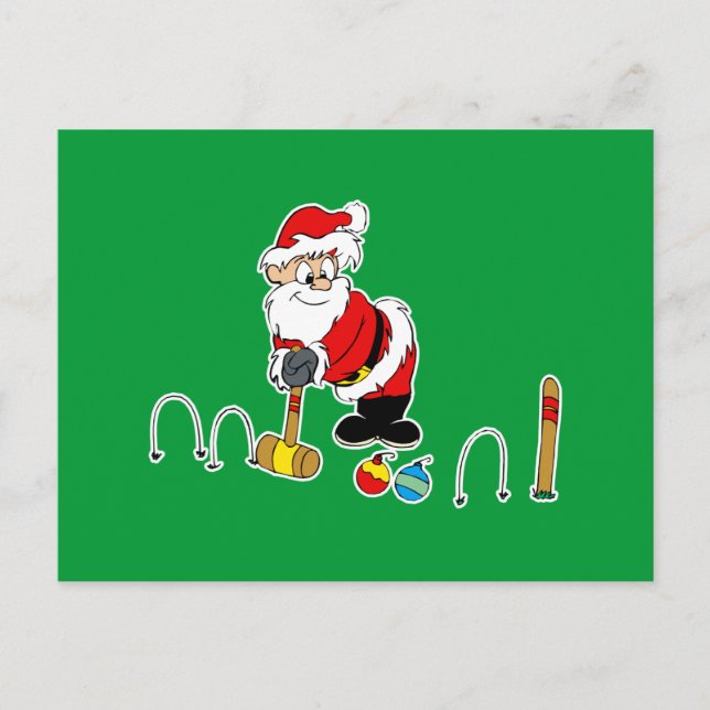 Postal croquet de santa con adornos (Anverso)