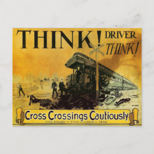 Postal Cross Railroad Crossings Cautiously Postcard