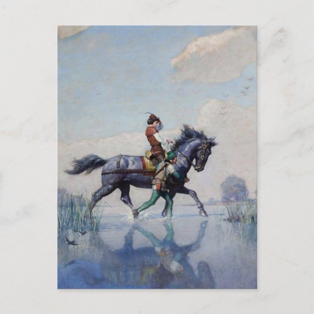 Postal "Crossing the Fens", por NC Wyeth (Anverso)