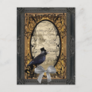 Postal Crow boda gótico vintage divertido