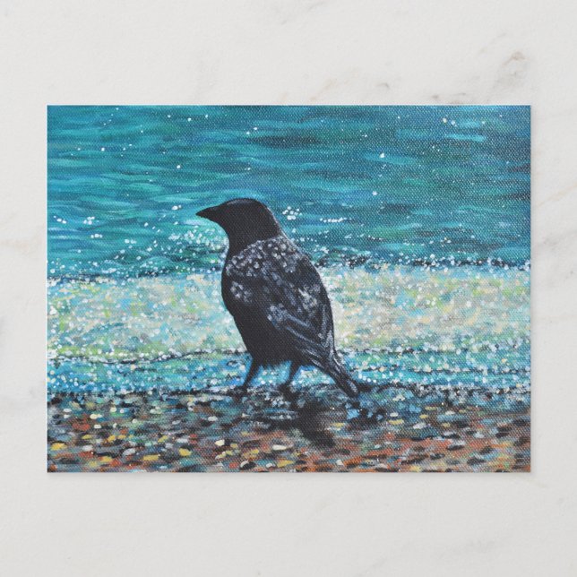 Postal Crow en la pintura de la playa (Anverso)