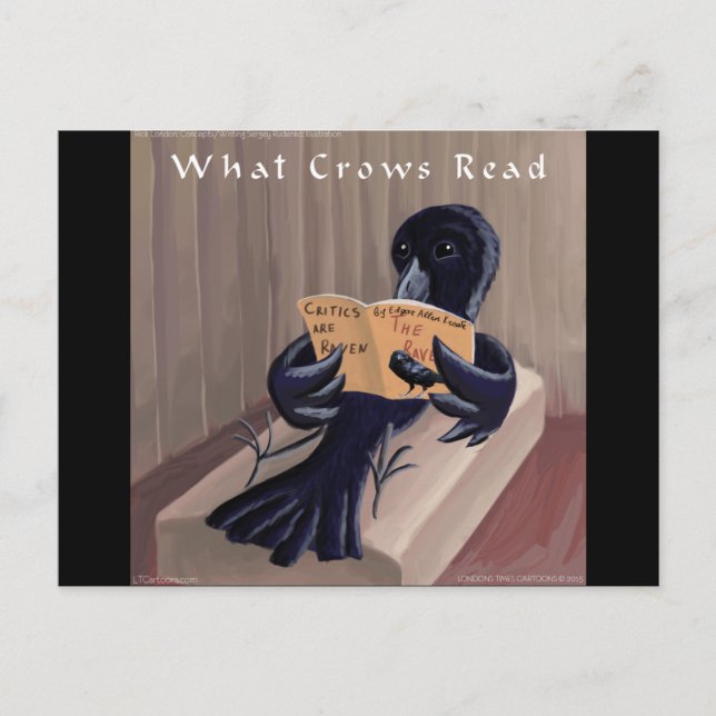 Postal Crow Leyendo La Graciosa Raven (Anverso)