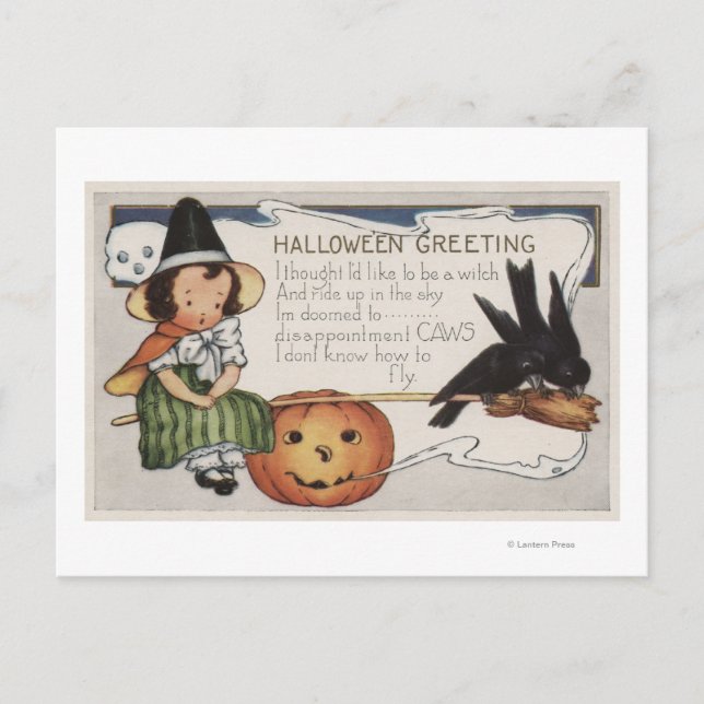 Postal Crows de saludo de Halloween (Anverso)