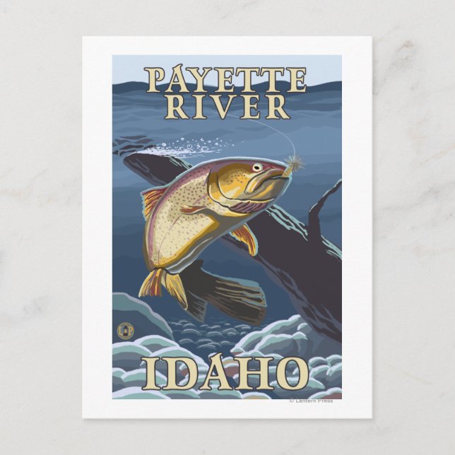 Postal Cruce de la pesca de trucha - Río Payette, (Anverso)