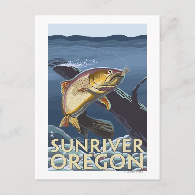 Postal Cruce de la pesca de trucha - Río Sol, (Anverso)