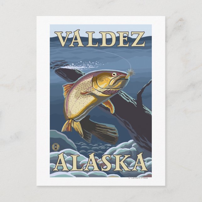 Postal Cruce de la pesca de trucha - Valdez, Alaska (Anverso)