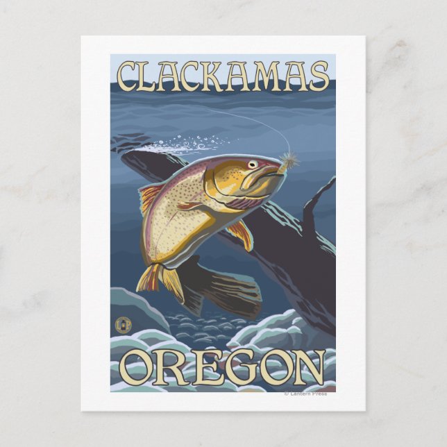 Postal Cruce de la trucha de pesca - Clackamas, (Anverso)