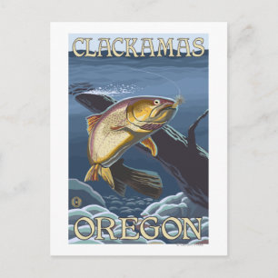 Postal Cruce de la trucha de pesca - Clackamas,