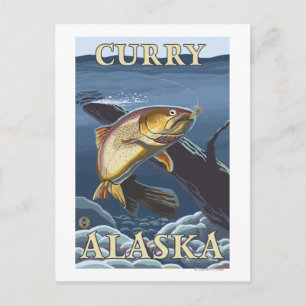 Postal Cruce de la trucha de pesca - Curry, Alaska