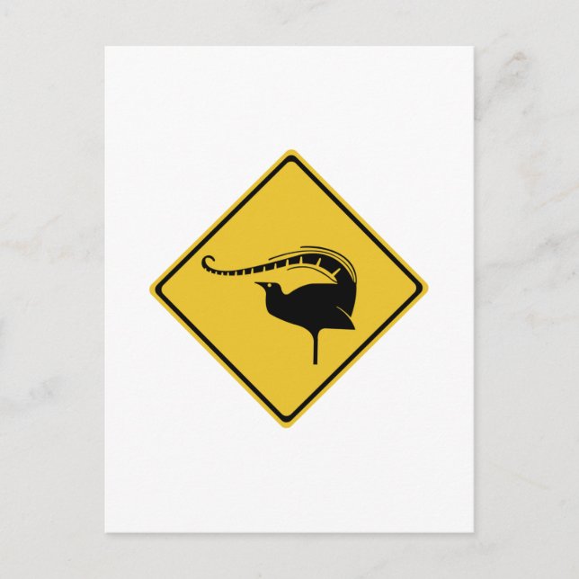 Postal Cruce de las aves de Lyrebird, Signo de advertenci (Anverso)