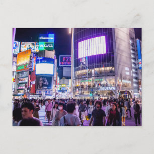 Postal Cruce de Shibuya por la noche
