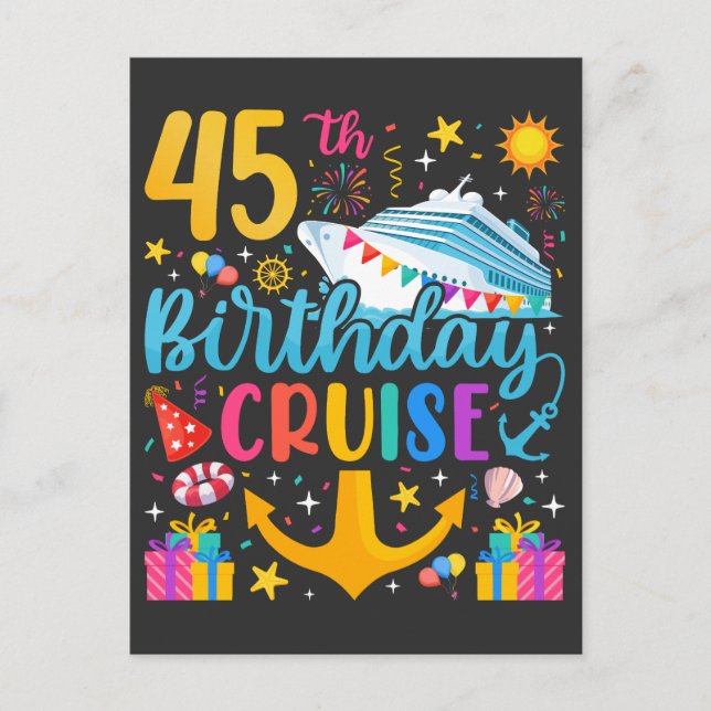 Postal Crucero de cumpleaños número 45 - Fiesta de cumple (Anverso)