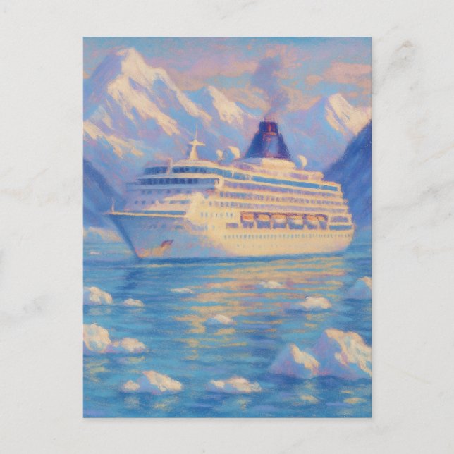 Postal Crucero de Hielo - Arte de estilo pintura pastel (Anverso)