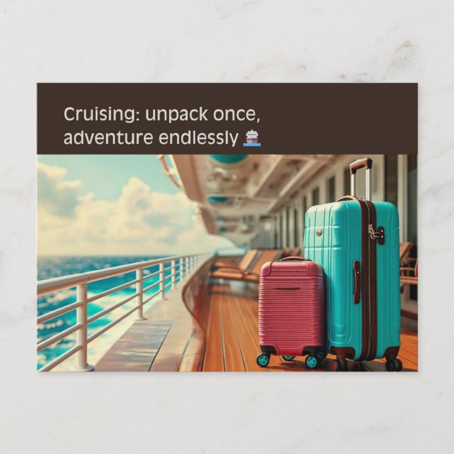 Postal Crucero: Desempacar una vez, aventuras sin fin (Anverso)