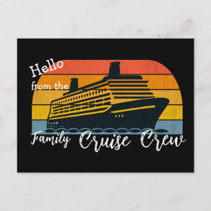 Postal Crucero Familiar 'Hola' Puesta de sol Negro Person