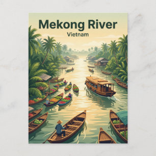 Postal Crucero por el delta del río Mekong Vietnam