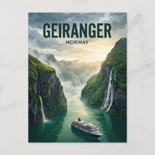 Postal Crucero por el Geirangerfjord Noruega
