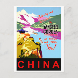 Postal Crucero por el río Yangtze, China, viaje vintage