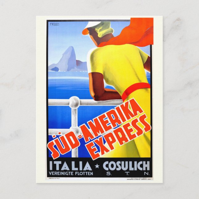 Postal Crucero Vintage Turismo Italia Viajes (Anverso)