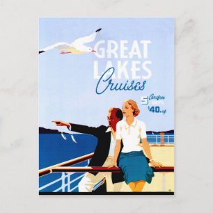 Postal Cruceros por los Grandes Lagos, pareja en un barco
