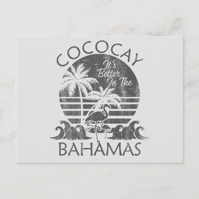 Postal Cruceros retro de vacaciones en Bahamas con tarjet (Anverso)