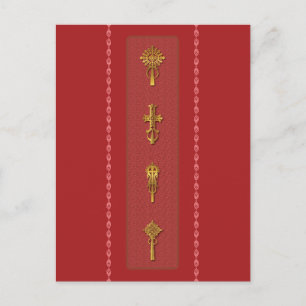 Postal Cruces ortodoxas etíopes - Oro sobre Rojo