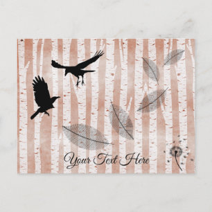 Postal Cruces rusos en bosque de aves blancas