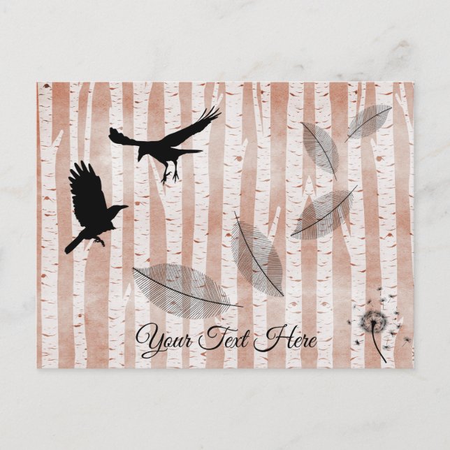 Postal Cruces rusos en bosque de aves blancas (Anverso)
