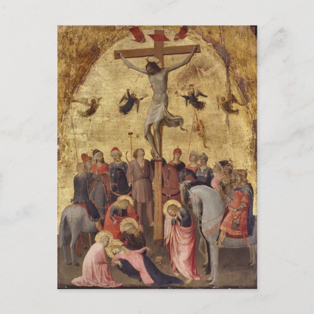 Postal Crucifixión de Jesús por Fra Angelico (Anverso)