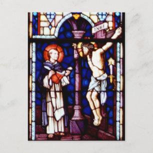 Postal Crucifixión de Jesús - Ventana de vidrio manchado