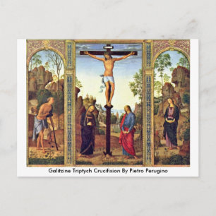 Postal Crucifixión Triptch Galitzine Por Pietro Perugino