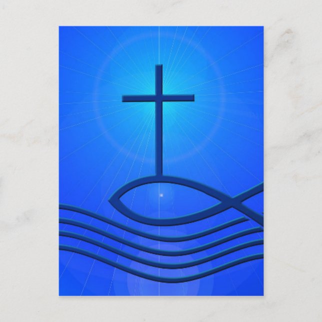 Postal Cruz azul y pescado (Ichthus) (Anverso)