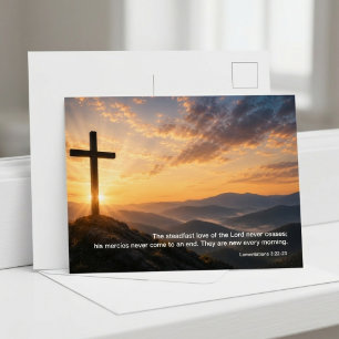 Postal Cruz Cristiana Amanecer Escritura Sagrada