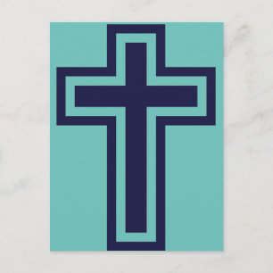 Postal Cruz cristiana azul diferentes variantes