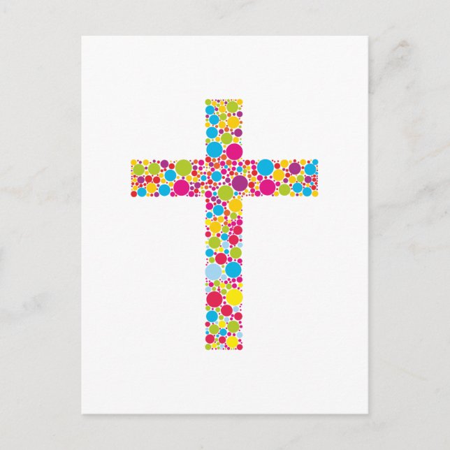 Postal Cruz cristiana colorida (Anverso)