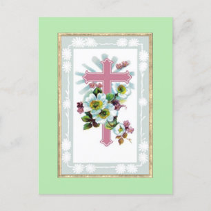 Postal Cruz cristiana rosa