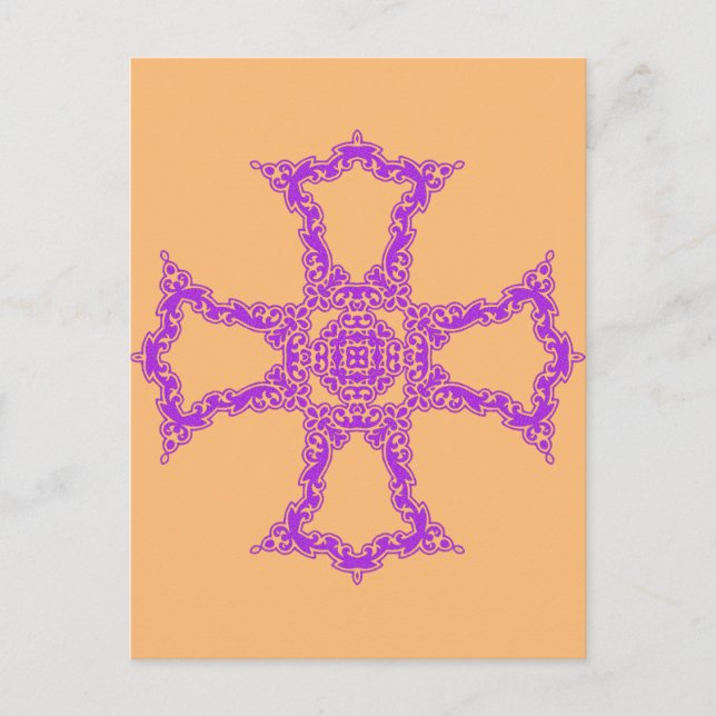 Postal Cruz Cristiana Rosa Arte Estético Moderno (Anverso)