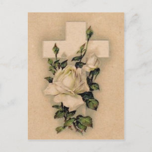 Postal Cruz Cristiana Rosa Blanca