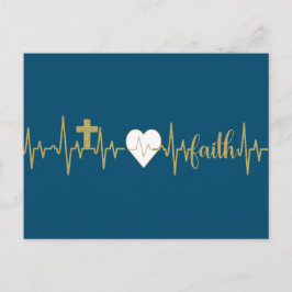 Postal Cruz de Oro, Corazón, Fe Latido-Cristiano