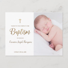 Postal Cruz de Oro Simple Personalizado Blanco Foto Bapti