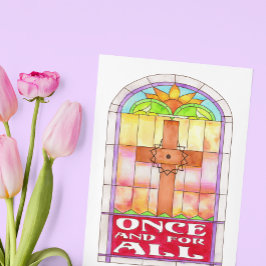 Postal Cruz de Vidrio Manchado De Una Vez Por Todas