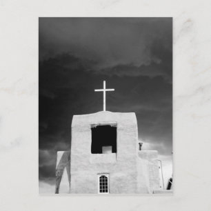 Postal Cruz en la iglesia más antigua, San Miguel, Santa 