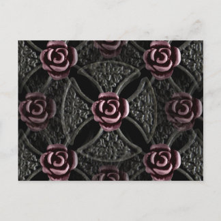 Postal Cruz gótica medieval rosa