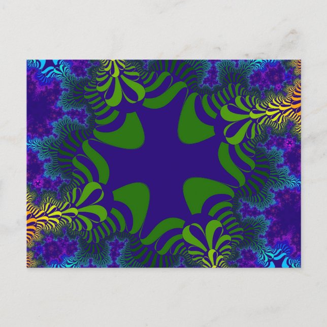 Postal Cruz Verde y Azul (Anverso)