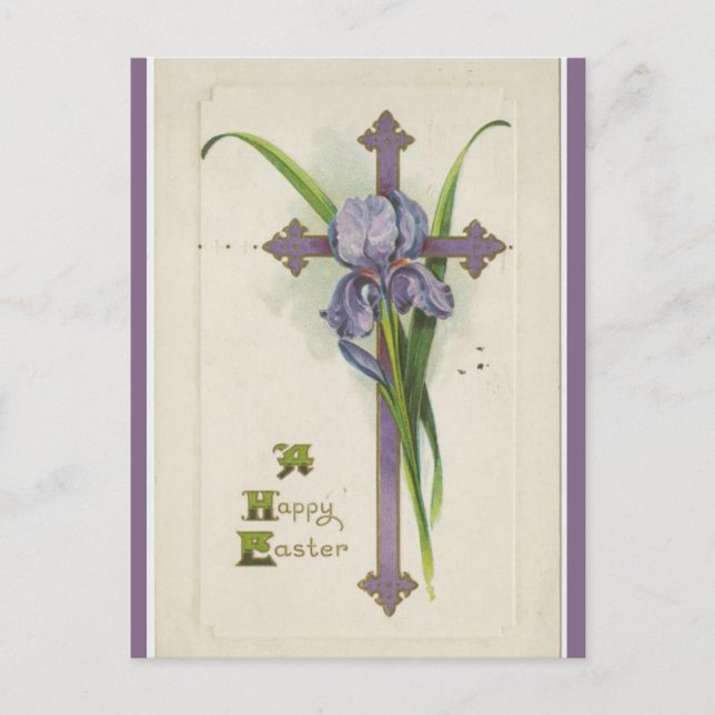 Postal Cruz Vintage y Pascua Iris (Anverso)
