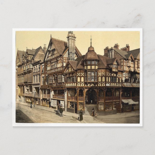Postal Cruz y Filas, Chester, Inglaterra foto vintage (Anverso)